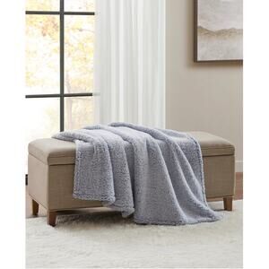 Premier Comfort Cozy Sherpa Wrap Throw Blanket 50x60 Blue Gray Plush Soft